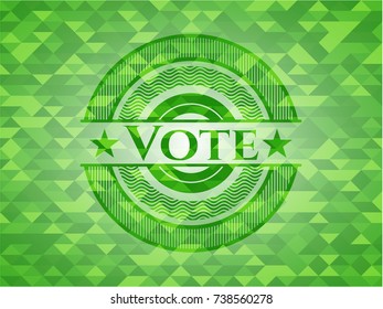 Vote realistic green mosaic emblem