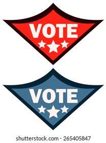 Vote Red And Blue Sticker Signs, Vector Illustration isolated on White Background.