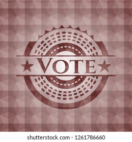Vote red geometric pattern emblem. Seamless.