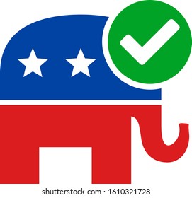 Vote republican vector icon. Flat Vote republican symbol is isolated on a white background.