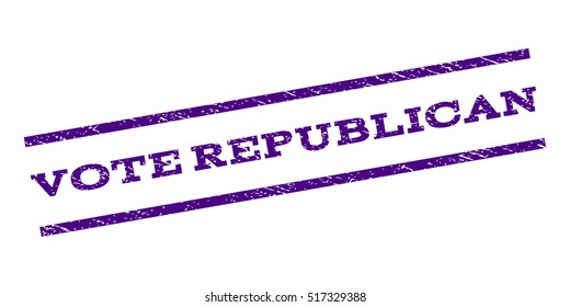 Vote Republican watermark stamp. Text tag between parallel lines with grunge design style. Rubber seal stamp with dirty texture. Vector indigo blue color ink imprint on a white background.