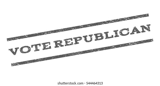 Vote Republican watermark stamp. Text tag between parallel lines with grunge design style. Rubber seal stamp with dust texture. Vector grey color ink imprint on a white background.