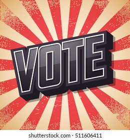 Vote, Retro Poster, Vector Illustration