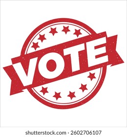 Vote round stamp icon grunge distressed style.