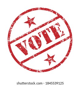 Wählen Sie Gummistempel mit Grunge-Textur. Rotfarbensiegel-Schild. Textaufkleber-Symbol. Logo des Wahlzeichens Vektorgrafik. Einzeln auf weißem Hintergrund. 