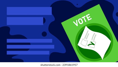 Vote sheet with check mark. Flat, color, vote form with green checkmark, vote icon for design, template for data. Vector illustration