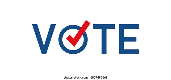 Vote sign 2020 usa. American campaign banner. Election day sticker illustration in vector flat style.