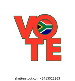 Vote sign, postcard, poster. Banner with South Africa flag. Vector illustration.