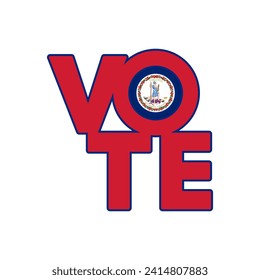 Vote sign, postcard, poster. Banner with Virginia flag. Vector illustration.