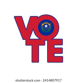 Vote sign, postcard, poster. Banner with Nevada flag. Vector illustration.