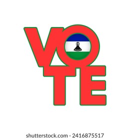 Vote sign, postcard, poster. Banner with Lesotho flag. Vector illustration.