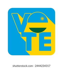 Vote sign, postcard, poster. Banner with Rwanda flag. Vector illustration.