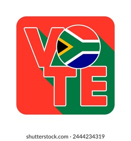 Vote sign, postcard, poster. Banner with South Africa flag. Vector illustration.