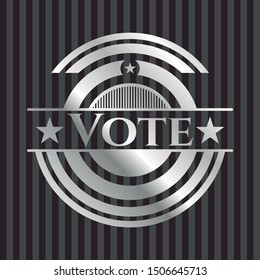 Vote silver shiny badge. Vector Illustration. Mosaic.
