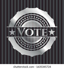Vote silvery shiny badge. Vector Illustration. Mosaic.