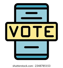 Vote smartphone icon outline vector. Digital poll. Online ballot color flat
