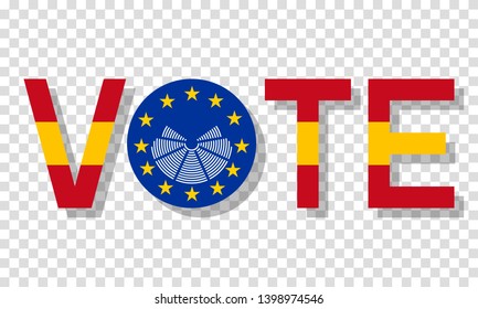 vote with spain flag, european elections 2019 vector concept