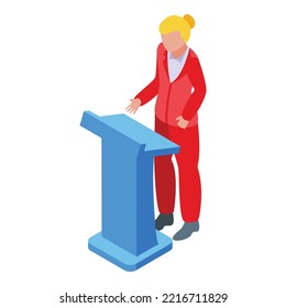 Vote speaker speech icon isometric vector. Booth election. Democracy box