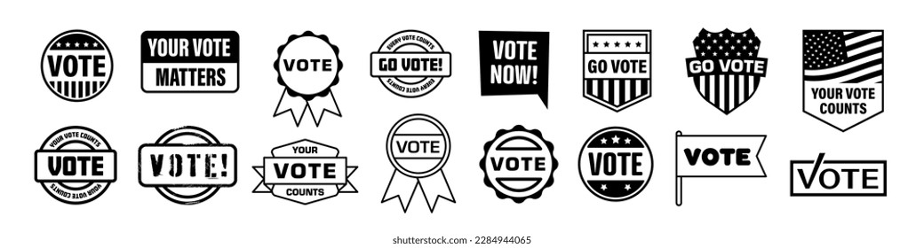 Vote sticker set. Simple style.