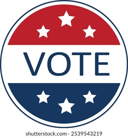 Vote stickers set with American flag. Voter badge. Vote buttons on election day. USA election campaign pins.