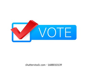 Vote symbols. Check mark icon. Vote label on white background. Vector stock illustration.