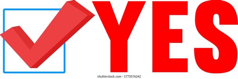 Vote symbols. Check mark icon. Vote yes on white background.
