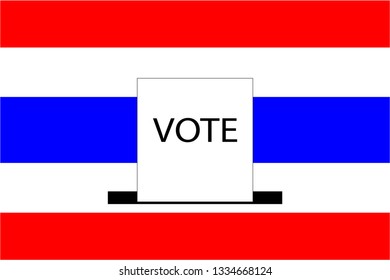 Vote text and flag of Thailand background vector.General election vote concept on 24 March 2019.