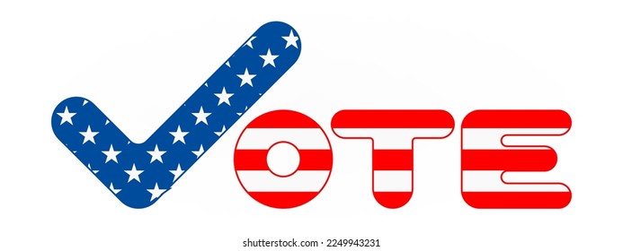 Vote text lettering sign with usa flag illustration