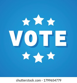 Vote Text, Presidential Election, Political Election, Government, Vote Now, I Voted with Stars Vector Illustration Background