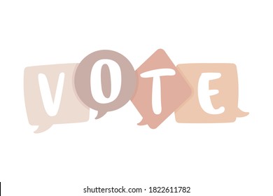 Vote Text, Vote Sign, Election, Presidential Election, Register To Vote, Bubble Vector Illustration Background