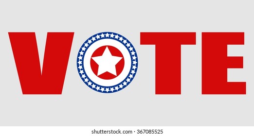 vote text with united states flag symbols. Image relative to parliament, president and others elections in United States of America