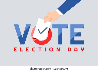 Vote text.Presidential Text Election Day Symbolic Elements White background.