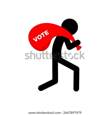 Vote theft icon design, thief stealing voting list, voting manipulation illustration.