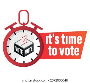 vote time. Puts voting ballot in ballot box. Voting and election concept.
