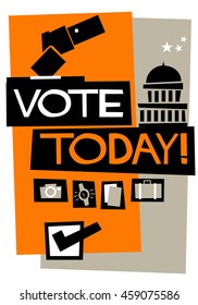 Vote Today! (Flat Style Vector Illustration Quote Poster Design)