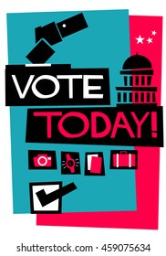 Vote Today! (Flat Style Vector Illustration Quote Poster Design)