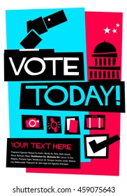 Vote Today! (Flat Style Vector Illustration Quote Poster Design) With Text Box