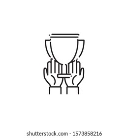 vote trophy accept line style icon vector illustration design