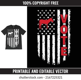 Vote T-Shirt Vector Design. United States Presidential Elections Vote T-Shirt Design. Vote, American Flag.