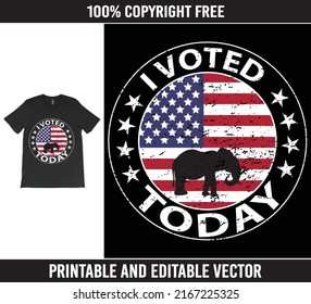 Vote T-Shirt Vector Design. United States Presidential Elections Vote T-Shirt Design. Vote, American Flag.