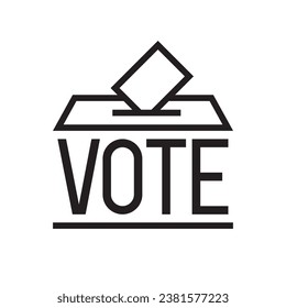 Vote typography, Voting ballot box icon, Election concept, Simple line design for web site, logo, app, UI, Vector illustration