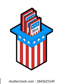Vota con el sombrero Tío Sam. Día de las elecciones en Estados Unidos. Isometric vector ilustración
 
