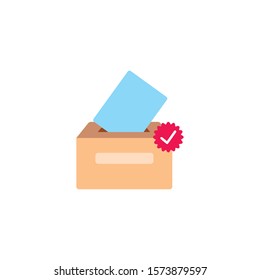 vote urn box accept flat style icon vector illustration design