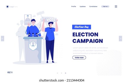 Vote us election campaign illustration concept on landing page design