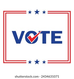 Vote USA America Frame Badge Emblem Design Vector Template