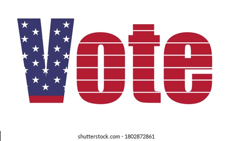 VOTE USA vector flag illustration on white background