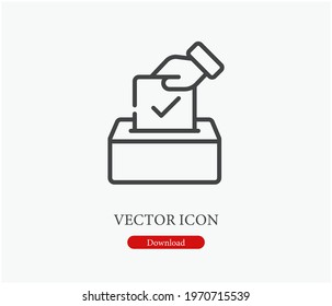 Vote vector icon.  Editable stroke. Symbol in Line Art Style for Design, Presentation, Website or Apps Elements. Pixel vector graphics - Vector