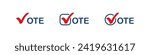 Vote vector icon. Vote. Election sign. USA presidential election 2024 Vote check mark logo. Campaign symbols. Vector illustration