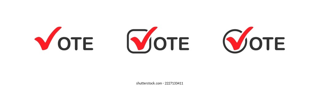 Stimme - Vektorsymbol. Abstimmung. Wahlzeichen. Häkchen-Logo wählen. Wahlkampfsymbole. Vektorgrafik