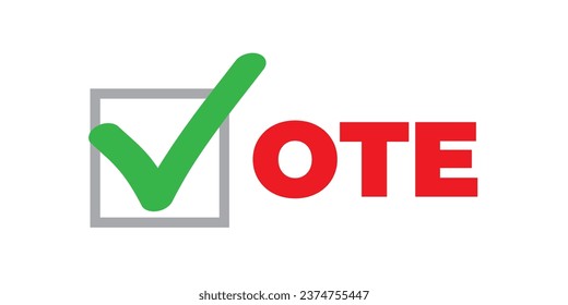 Vote vector icon election sign. Vote check logo campaign symbol design